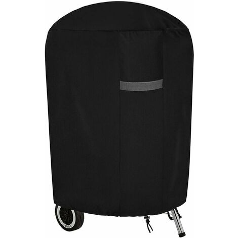 Housse de Barbecue au Charbon avec Grilles D’aération, Imperméable, Coupe-Vent, Anti-UV, Résistant à la Déchirure, Robuste Tissu Oxford 600D Bâche de Protection Barbecue, Rond (71x68cm) - Noir