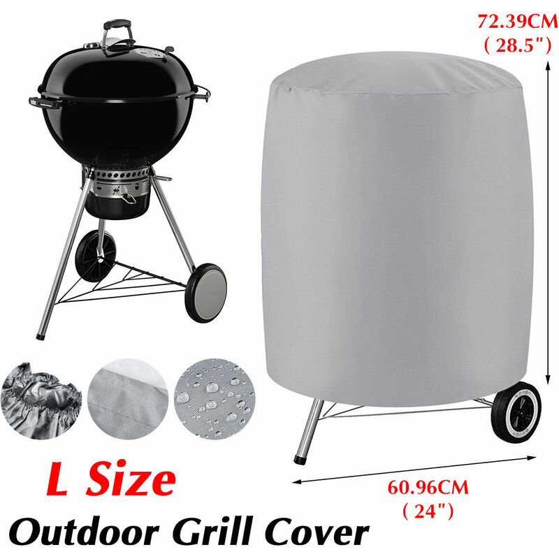 Lbtn - Housse de barbecue pour barbecue Couvre-fumeurs ronds imperméables pour patio extérieur (gris, L (24 'x 28.5'))