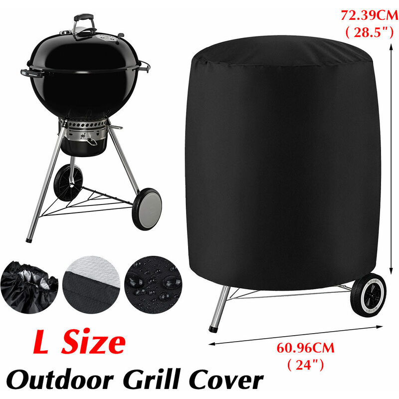 Lbtn - Housse de barbecue pour barbecue Couvre-fumoir rond pour barbecue étanche pour patio extérieur (noir, L (24 'x 28.5'))
