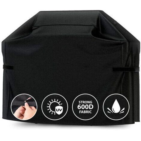 Housse de Barbecue Robuste pour Barbecue extérieur – Imperméable, résistante aux intempéries, aux UV et à la décoloration avec Sangles réglables – (145L x 61W x 117H cm)