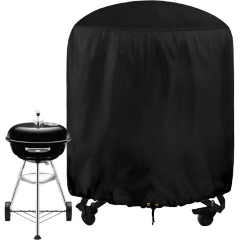 Housse de barbecue ronde, Ø24 x 28.5inches, imperméable, tissu Oxford 210D, avec cordon de serrage, housse de barbecue d'extérieur résistante aux UV, coupe-vent et indéchirable