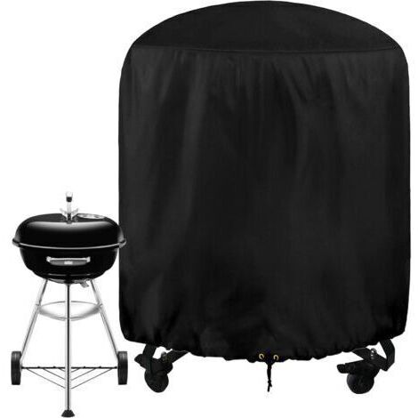 Housse de barbecue ronde, Ø24 x 28.5inches, imperméable, tissu Oxford 210D, avec cordon de serrage, housse de barbecue d'extérieur résistante aux UV, coupe-vent et indéchirable