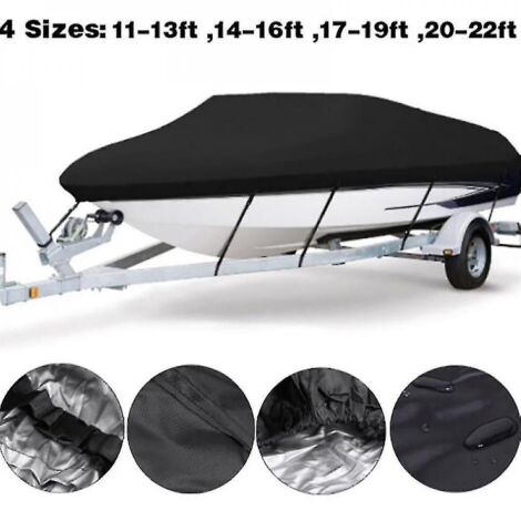 Housse de bateau imperméable et résistante en toile polyester de qualité marine, transportable sur remorque, compatible avec les coques en V, les coques à trois roues et les runabouts de 17 à 19 pieds