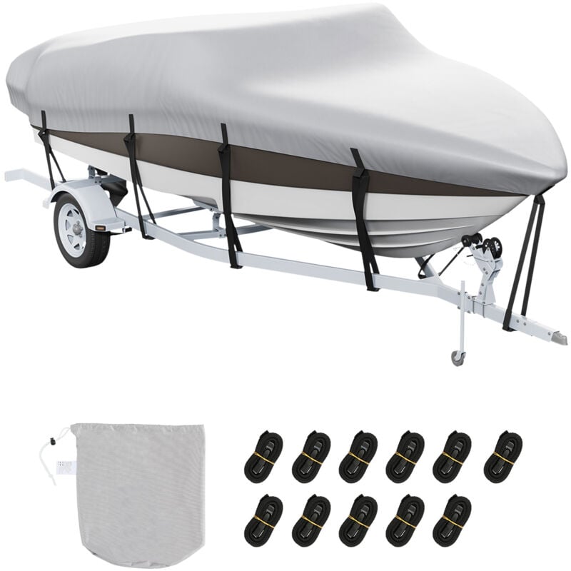 Housse de bateau imperméable Mophorn 4 260 à 4 800 mm, remorquable, 600D Oxford en pu de qualité marine, comprend une housse de moteur et des sangles