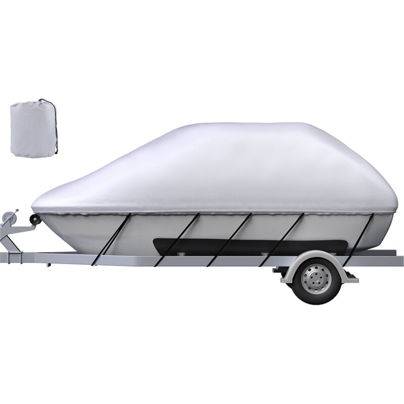 Housse de bateau imperméable Mophorn remorquable de 14 à 16 pieds, largeur de faisceau de 90 po, polyester marin 600D robuste, housse de bateau à