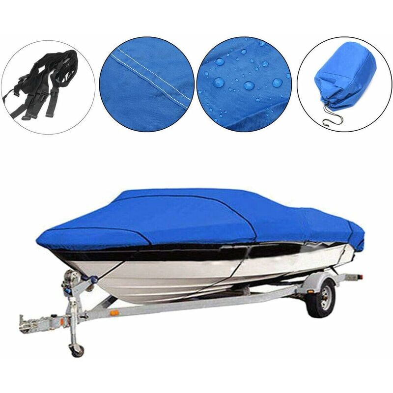 Housse de Bateau Imperméable Pleine Grandeur en Tissu Oxford 210D,11-13ft,14-16ft,17-19ft,20-22ft Durable Étanche/Anti-UV Recouvert Bâche Bateau
