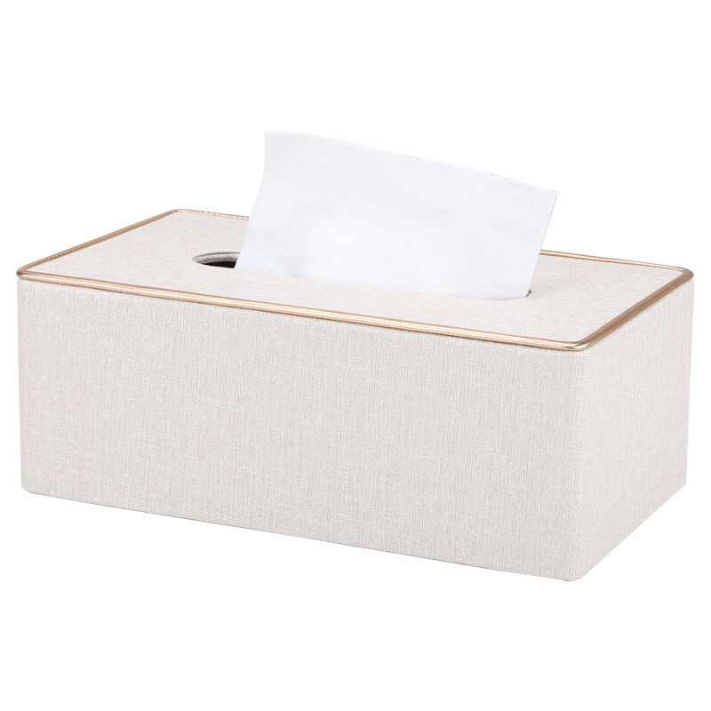 Linghhang - Housse de boîte à mouchoirs,Beige support de boîte à mouchoirs en cuir pu rectangulaire Kleenex pour décoration de maison/bureau/voiture