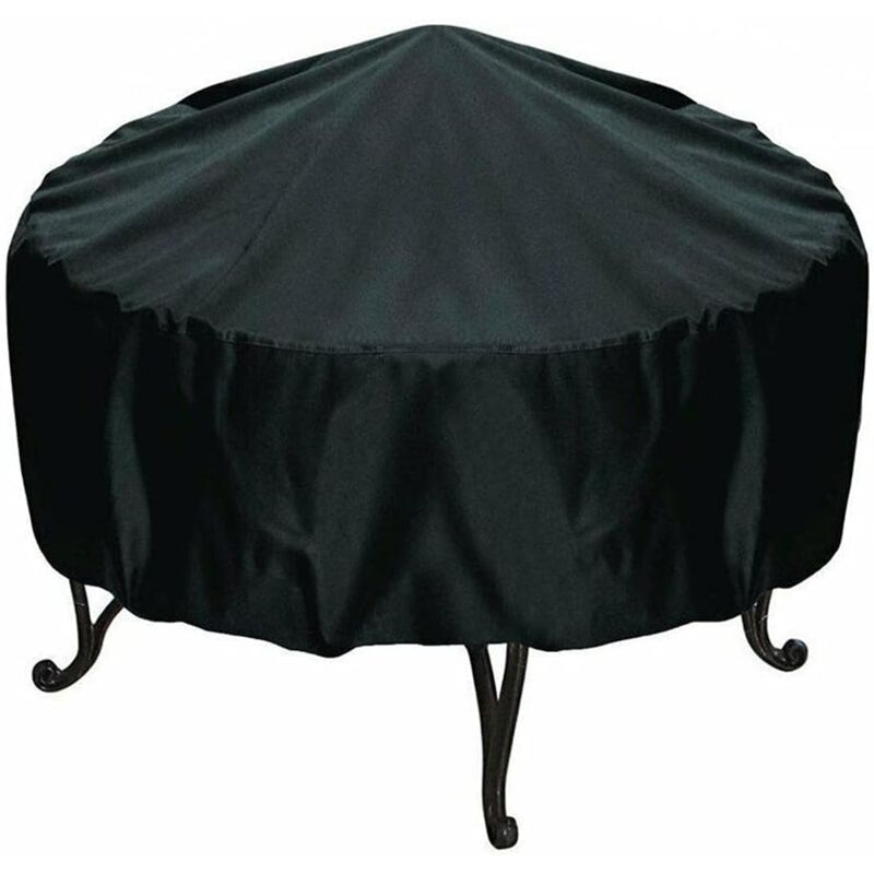 Housse de brasero ronde de 86,4 cm – Housse de brasero ronde imperméable à l'eau et à la poussière pour foyer – Noir