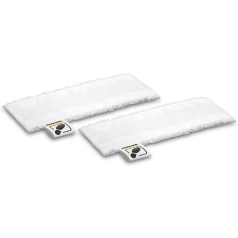 Housse de buse de sol en microfibre pour nettoyeurs vapeur Kärcher SC, avec système de fixation auto-agrippant et languette au pied, lot de 2