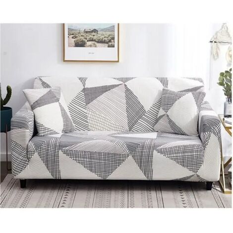 Housse de canapé - 1-2-3-4 Places - Gris - Extensible - Déhoussable - Lavable