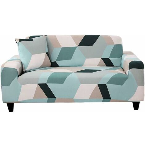 Housse de Canapé 1 Place Extensible Housse Fauteuil avec Accoudoirs Housse Protection (fauteuil, motif blocs de couleur claire) pour Canapé Elastique Couvre Canapé Universelle