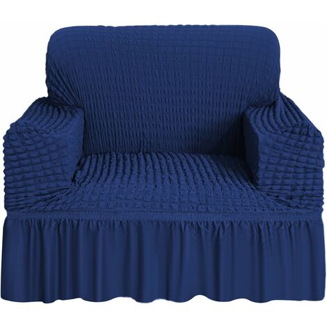 Housse de canapé 1 place Housse de canapé bleu élastique avec 1 taie d'oreiller