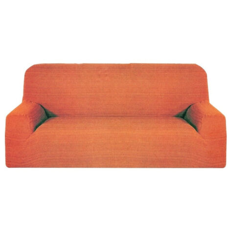 Housse De Canapé 2 Places Orange Melody Extensible De 110 à 150 Cm élastiquée