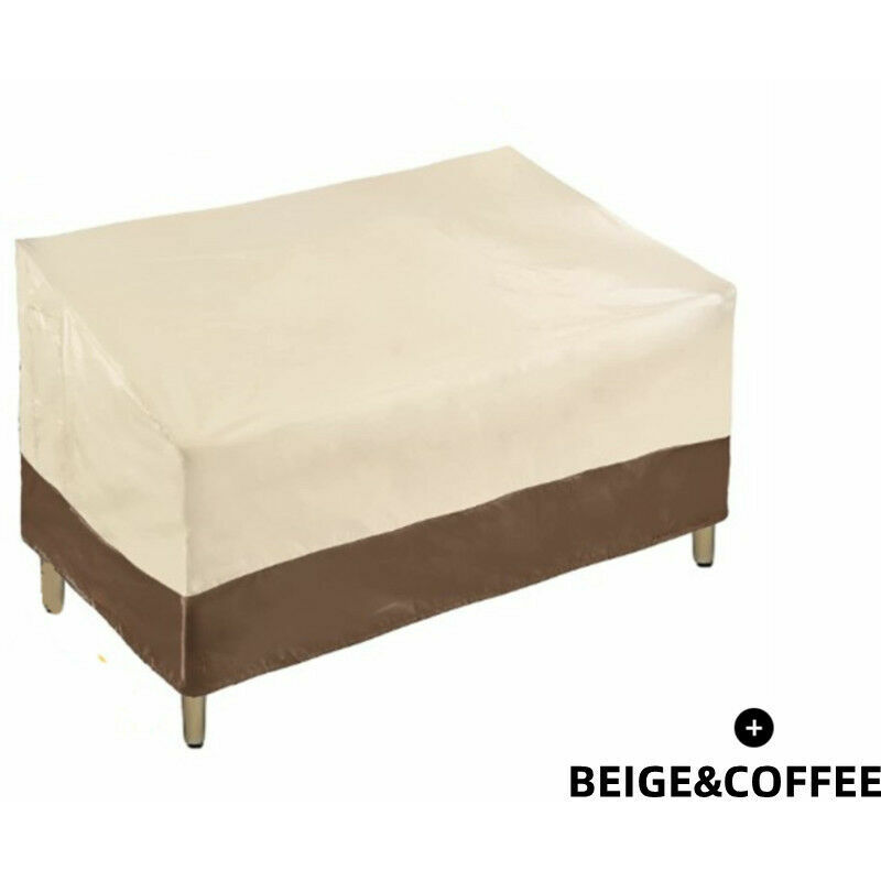 Housse de canapé 2 places robuste pour banc de terrasse, housse de canapé d'extérieur imperméable,petit (standard), beige et marron(420D,1478279cm)