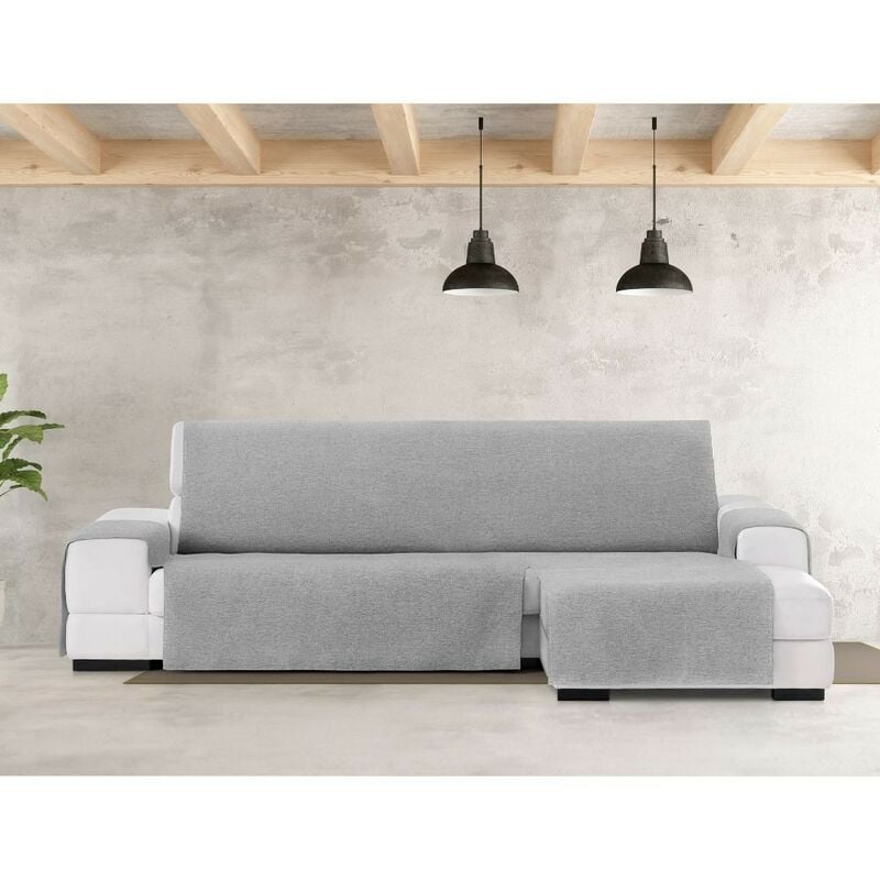Housse de canapé 240 cm pour canapé avec péninsule droite coloris gris - Valeria