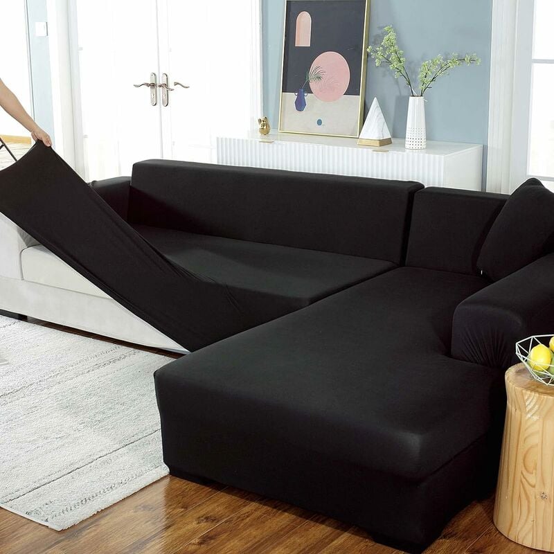 Housse de canapé 3 +2 places pour meubles de maison douce luxueuse noir(Veuillez confirmer la taille avant d'acheter)