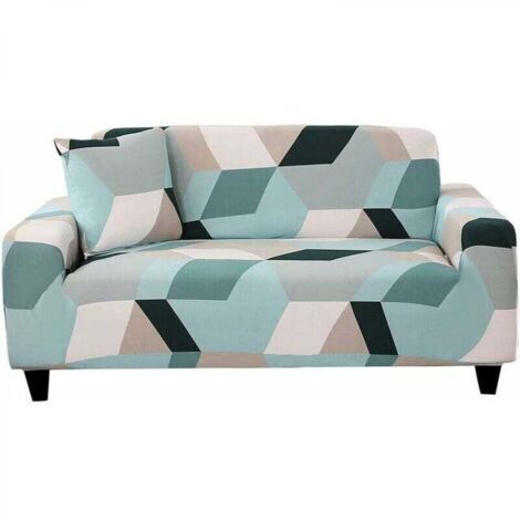 Housse de Canapé 3 Place Extensible Housse Fauteuil avec Accoudoirs Housse Protection pour Canapé Elastique Couvre Canapé Univers, (fauteuil, motif  blocs de couleur claire)
