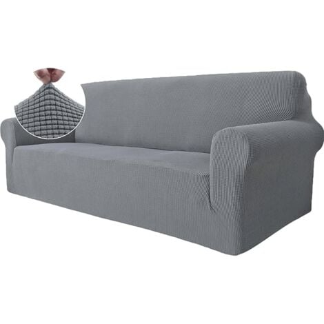 L&H-CFCAHL Housse Canapé 3 Places 183-234cm avec Accoudoirs Housses de Canapé extensible Universelle Housse Canapé Protection Chat Chiens Griffures Housse Fauteuil Antidérapante housse canapé Gris Clair