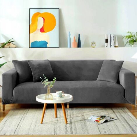 Housse de canapé 4 places en velours gris [22 x 4]