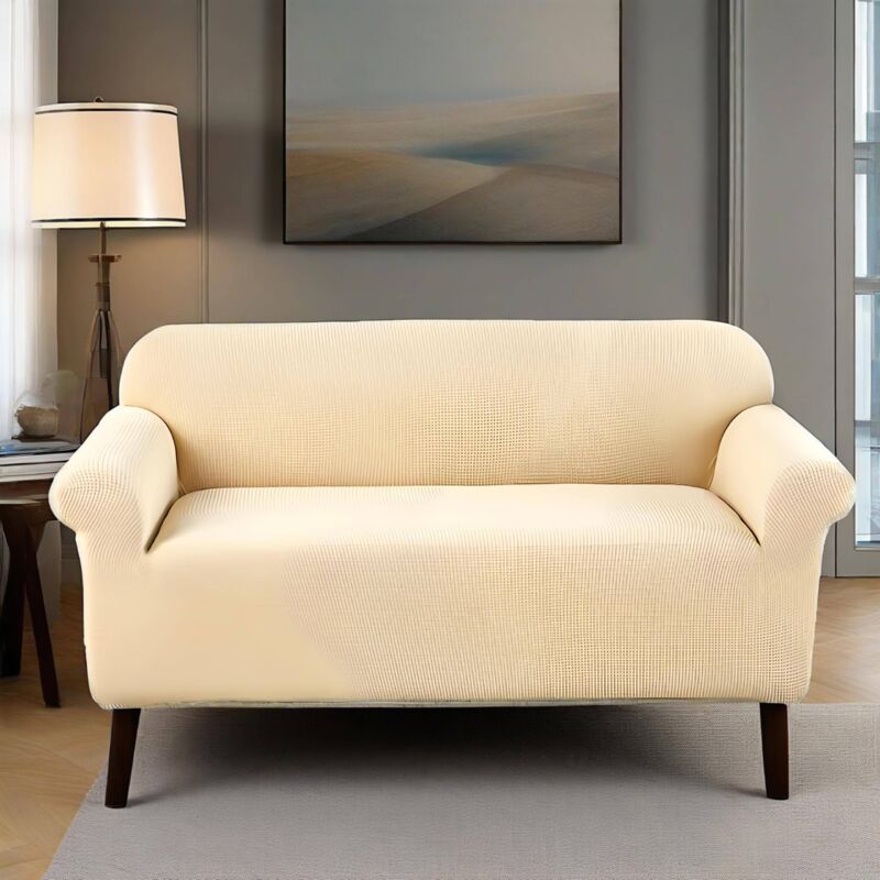 L&h-cfcahl - Housse canapé Extensible 3 places housse canapé 185-230cm housse canapé Beige Super Élastique Sofa Cover Universelle, Moderne,