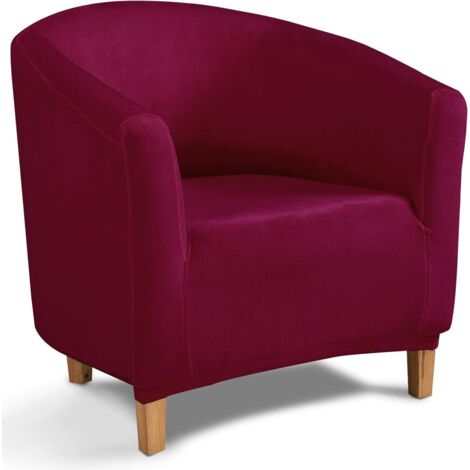 Housse de canapé arrondie – Rouge bordeaux – Tissu doux effet velours