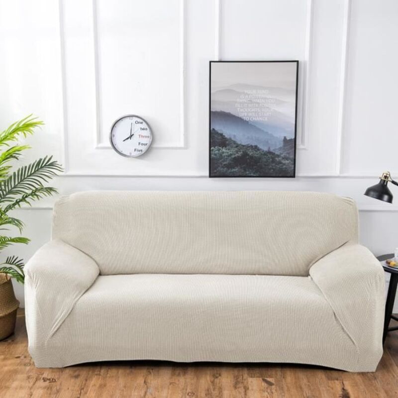 Housse de canapé - AZ KING - Extensible - Beige - 3 places - Lavable