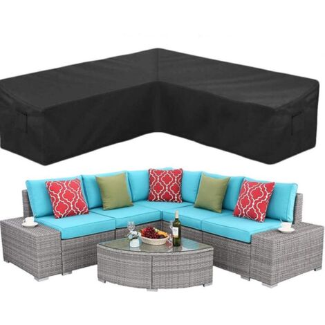 Housse de canapé d'angle de jardin extérieur meubles en tissu Oxford housse imperméable table et chaise housse de protection contre la poussière une pièce