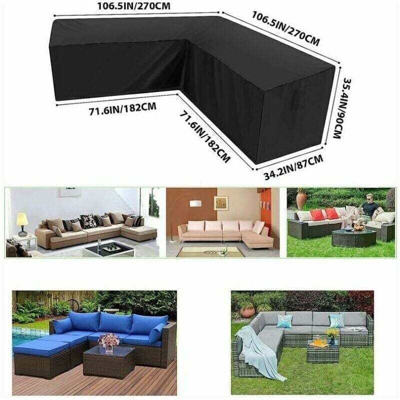 Housse de canapé d'angle de jardin imperméable 420D Oxford housse de meubles de jardin anti-poussière en forme de l housse de canapé d'angle