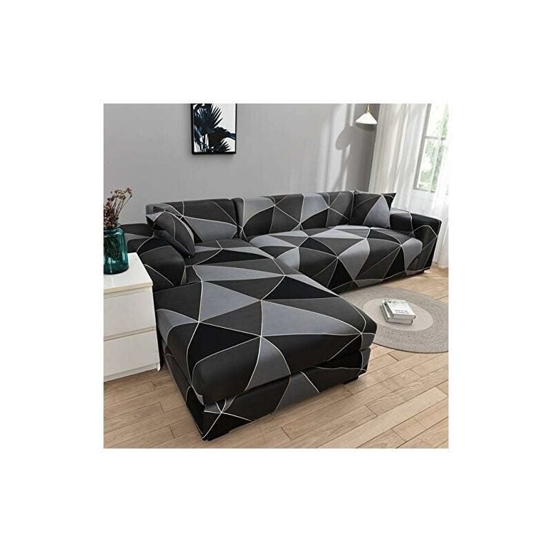 SNQ - Housse de canapé d'angle Extensible Couverture de Canapé en Forme de l, pour canapé 1/2/3/4 places(Le Revêtement de Canapé d'angle en l Doit en