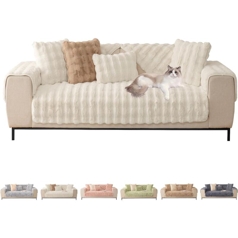 Housse de Canapé d'angle Housses Canape Universelle pour Canapé Angle en Forme de L- Doux et Moelleux-Antidérapant (Beige, 70 180 CM)