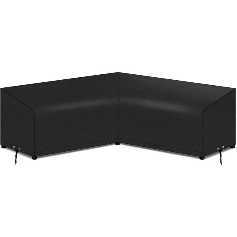 Housse de canapé de jardin en forme de V, imperméable, coupe-vent, anti-UV, tissu Oxford 420D, pour extérieur, 215 x 215 x 85 x 64/78 cm, noir