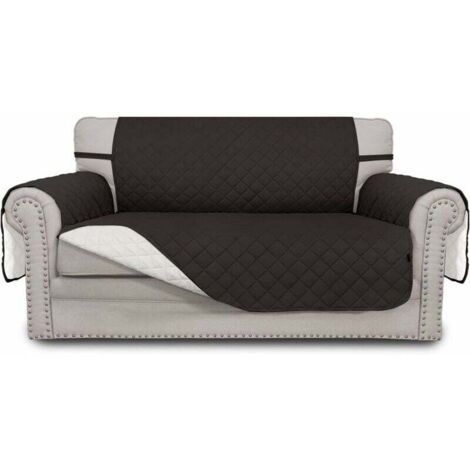Housse de canapé double face housse de canapé double imperméable housse de protection de meubles avec sangle élastique animal de compagnie enfants enfants chiens et chats (canapé double, noir)