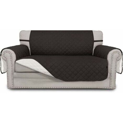 Housse de canapé double face housse de canapé double imperméable housse de protection de meubles avec sangle élastique animal de compagnie enfants enfants chiens et chats (canapé double, noir)