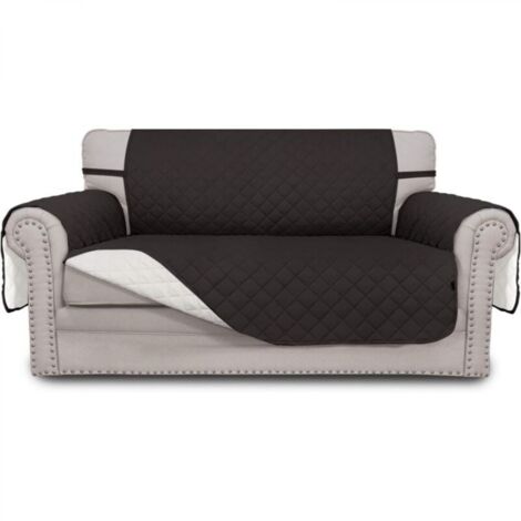 Housse de canapé double face housse de canapé double imperméable housse de protection de meubles avec sangle élastique animal de compagnie enfants enfants chiens et chats (canapé double, noir)