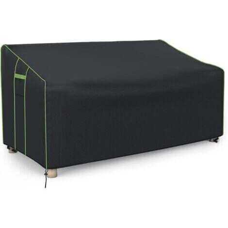 Housse de canapé double, tissu Oxford imperméable enduit d'argent pour extérieur, housse de protection pour meubles d'extérieur anti-poussière et anti-soleil (noir, 137 x 94 x 69/89 cm)