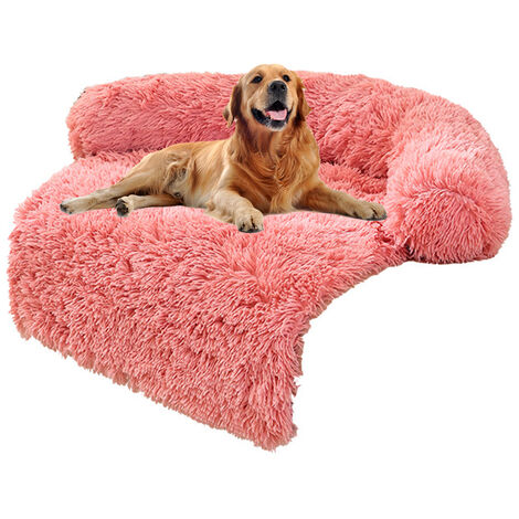 Housse de canapé en peluche moelleuse pour lit de chien calme Housse de  canapé pour chien