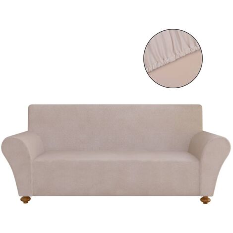 housse de canapé en polyester jersey extensible beige