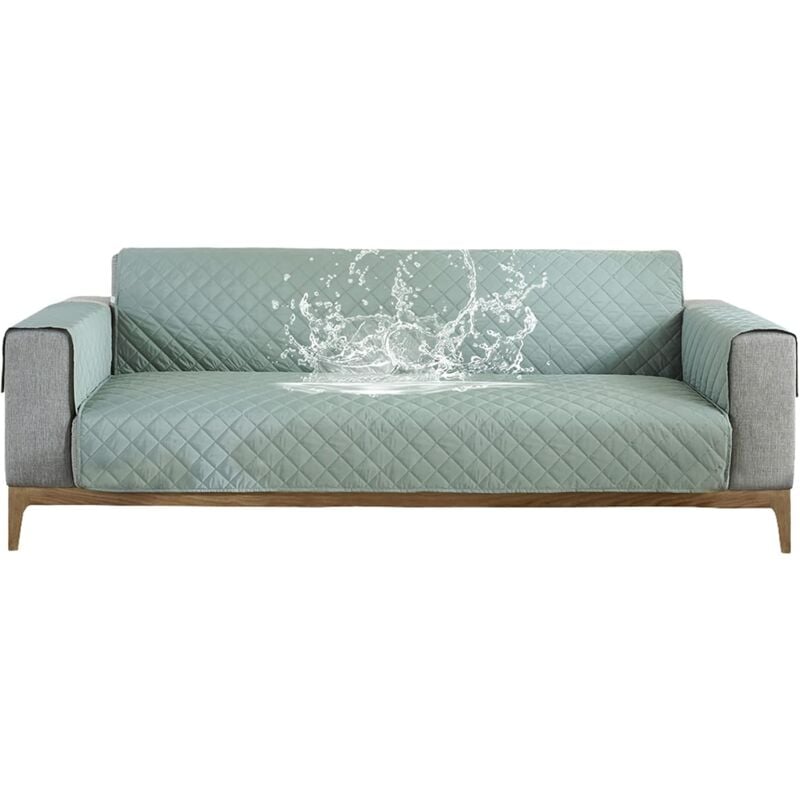Housse de canapé en une pièce imperméable et antidérapante pour animaux (vert clair, 2 places) Housse de canapé avec accoudoirs