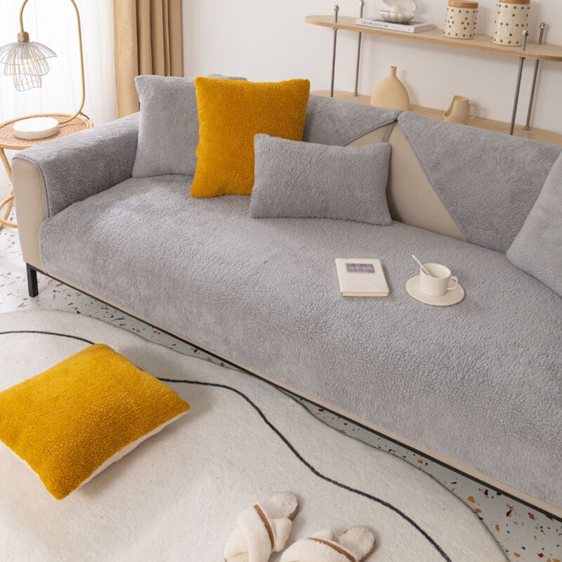 Housse de canapé en Velours 1 2 3 4 Places, Housse de canapé Douce en Forme de L, jeté de canapé antidérapant,Housse de canapé d'angle,