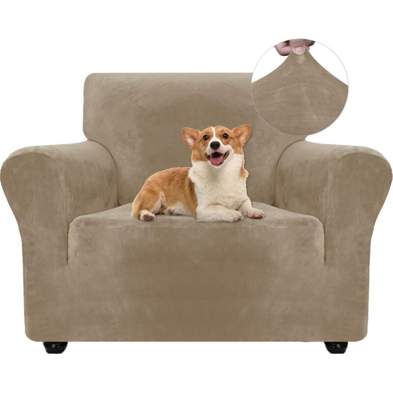 Housse de canapé en velours extensible – Protection contre griffures et poils d'animaux – Lavable en machine – Ajustement antidérapant