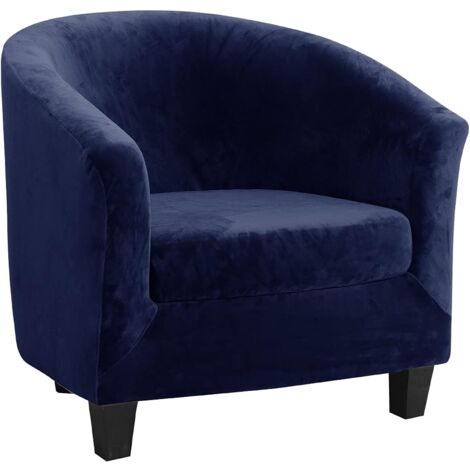 Housse de canapé ensemble deux pièces housse de canapé et housse de coussin en velours renard argenté, bleu marine Housse de canapé