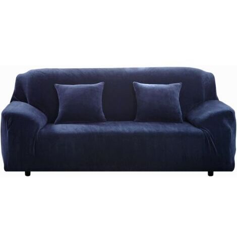 Housse de canapé épaisse pour canapés 1/2/3/4 places, facile à installer, en velours pur, tissu extensible, housse de canapé élastique (bleu, 2 places, 145–185 cm)