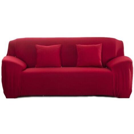Housse de Canapé Extensible 3 Places avec Accoudoirs Revêtement de Canapé 190-230cm Rouge