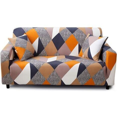 Housse de canapé extensible 3 places – Tissu 92% polyester – Lavable en machine – Accoudoirs inclus – Cylindres antidérapants