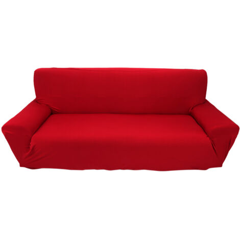 Housse de canapé extensible 3 places unie bordeaux - Protection pour sofa