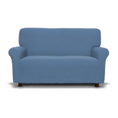 Housse de canapé extensible bleu clair New York, anti-rayures, pour canapés avec accoudoirs, housse de canapé universelle, fabri Canapé 4 places cm. 210-270