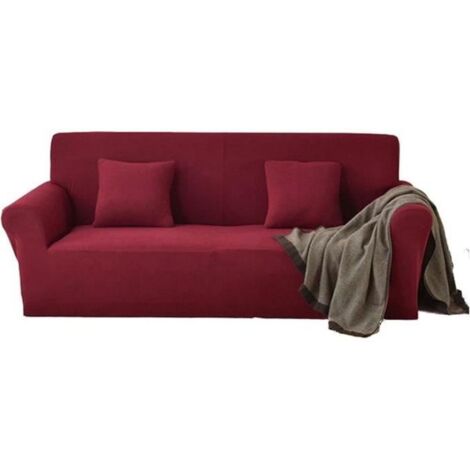 Housse de Canapé Extensible Housse de Fauteuil avec Accoudoirs Élastique Canapé Protection,3 places(190-230cm),Bordeaux