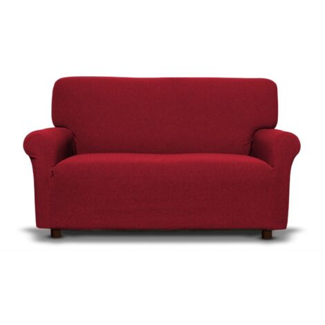 Housse de canapé extensible rouge rubis New York, résistante aux rayures, pour canapés avec accoudoirs, housse de canapé univers Canapé 4 places cm. 210-270