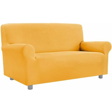 Housse de Canapé Extensible Universelle Avec Armchair Accoudoirs Save Sofa Jaune - 2 Places