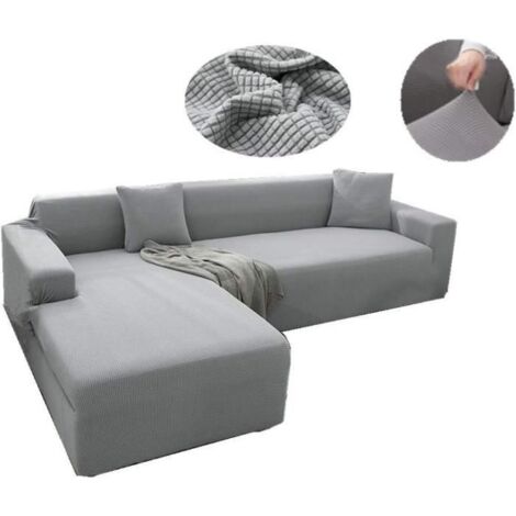 Housse de canapé extensible,YSTP housse de canapé d\'angle, pour canapé 3 places ou canapé en L, gris clair, 190-230 cm